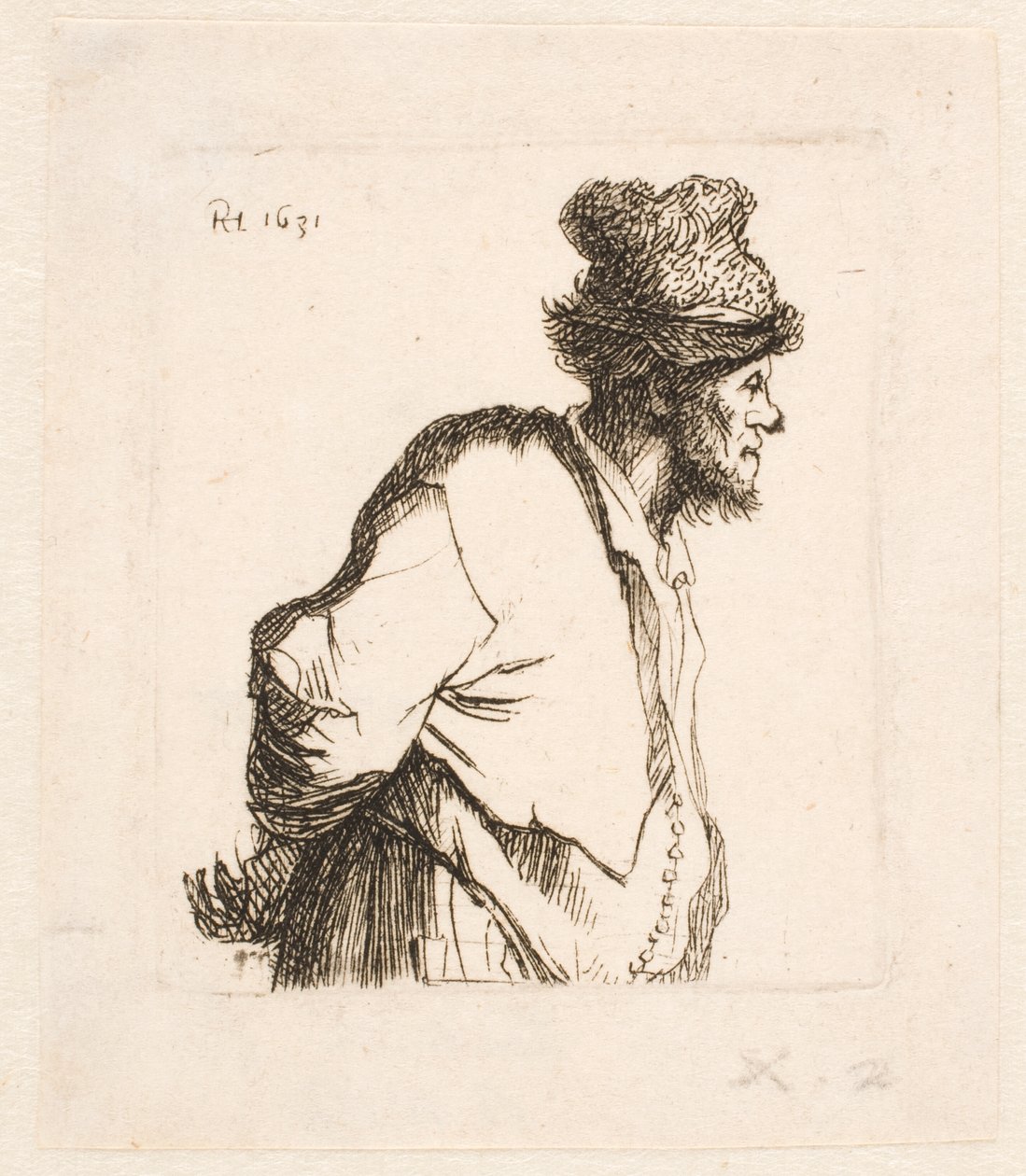 Bauer mit hinter dem Rücken verschränkten Händen von Rembrandt van Rijn