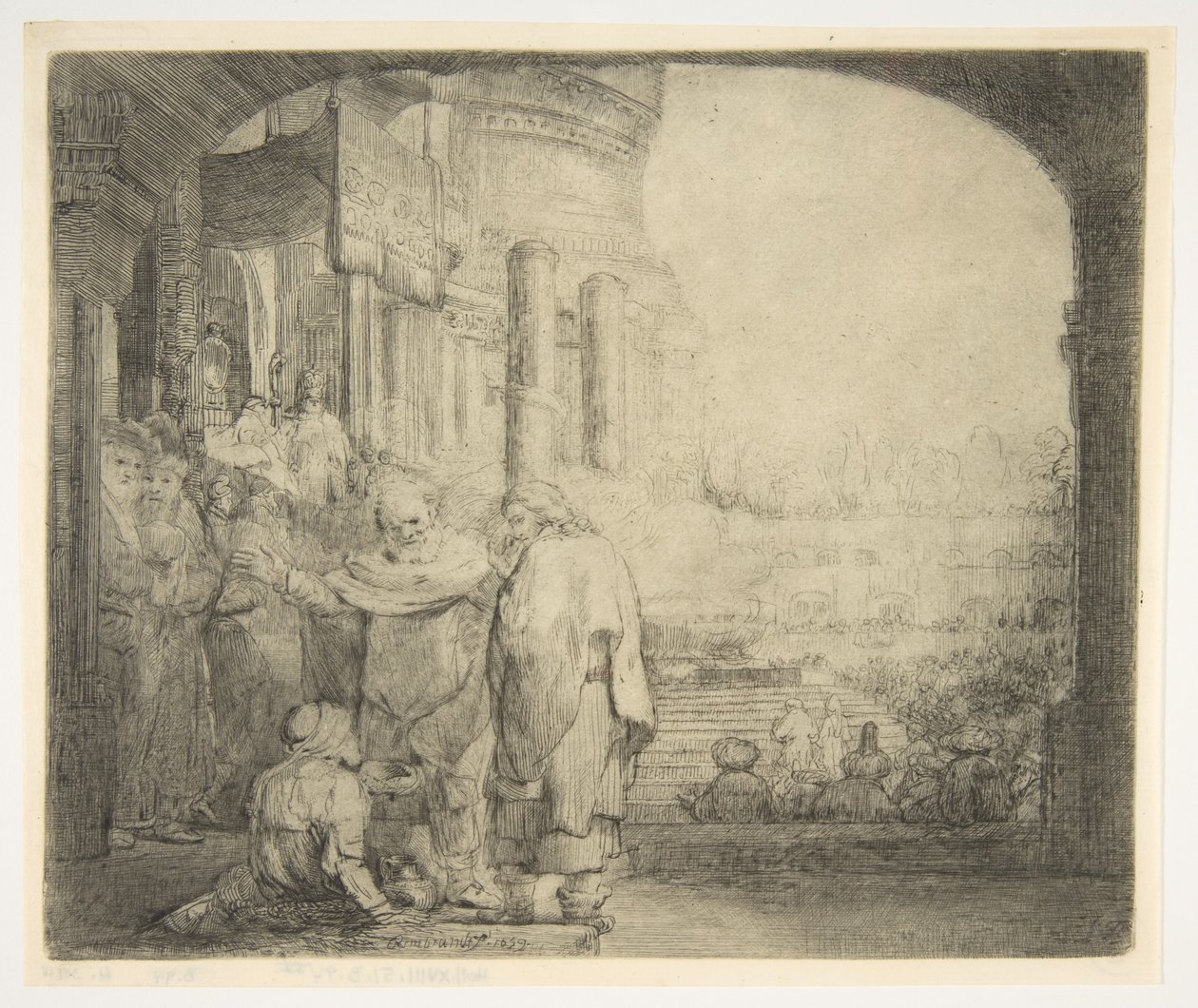 Petrus und Johannes heilen den Lahmen am Tempeltor, 1659 von Rembrandt van Rijn