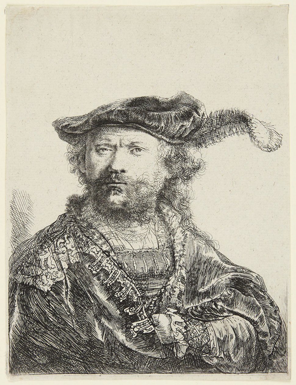 Rembrandt mit Samtkappe von Rembrandt van Rijn