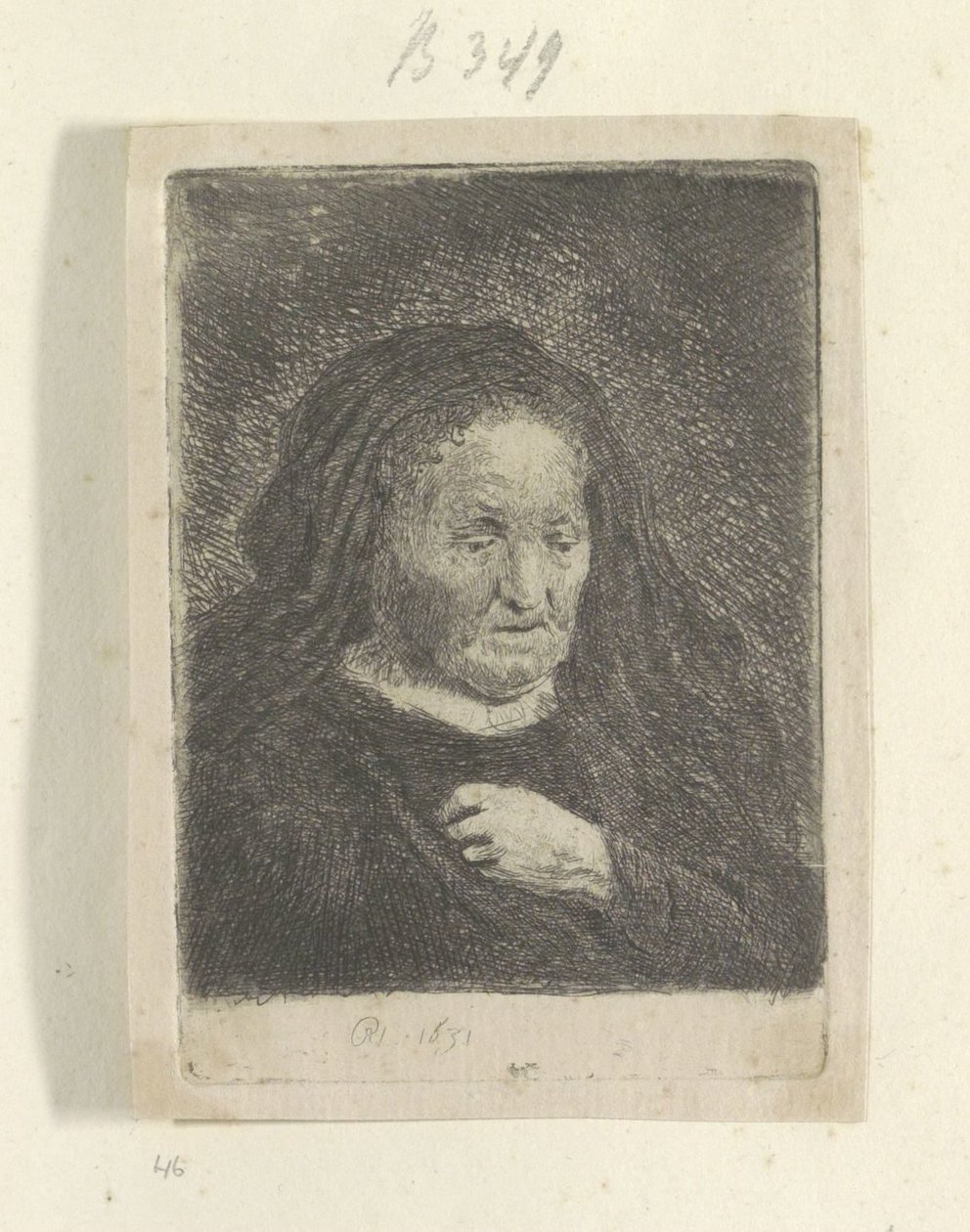 Rembrandts Mutter mit ihrer Hand auf ihrer Brust: kleine Büste von Rembrandt van Rijn