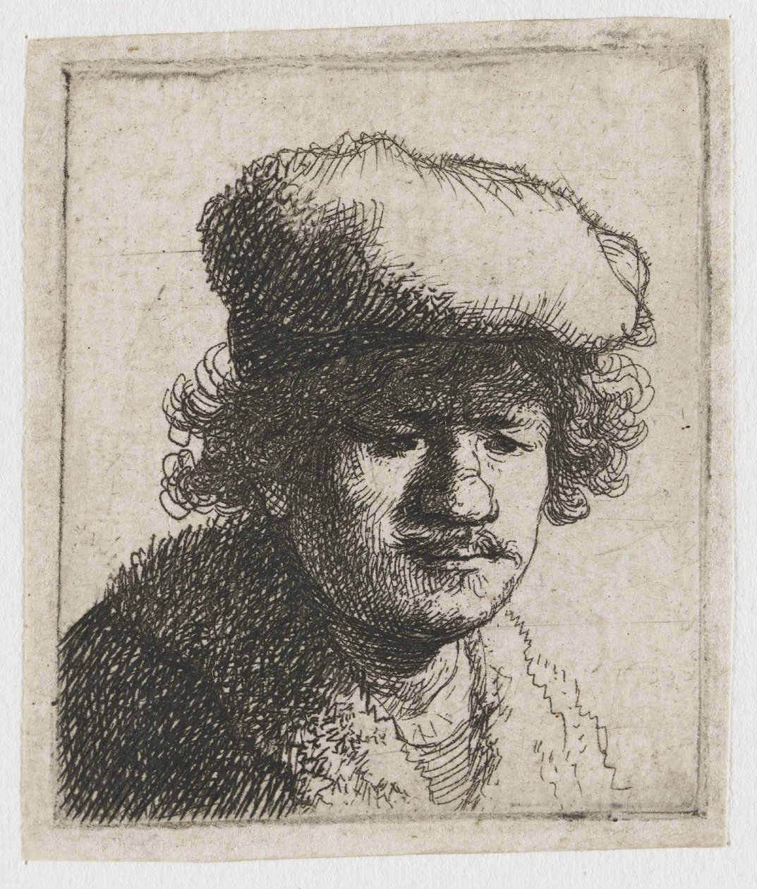 Selbstporträt mit nach vorne gezogenem Hut von Rembrandt van Rijn
