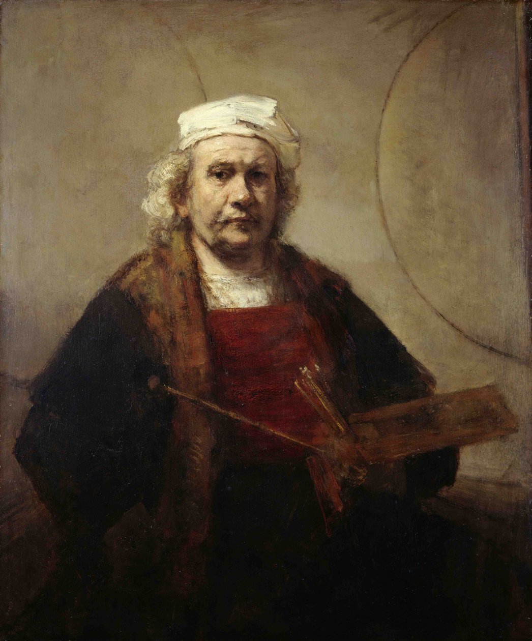 Selbstporträt mit zwei Kreisen, ca. 1665-1669 von Rembrandt van Rijn