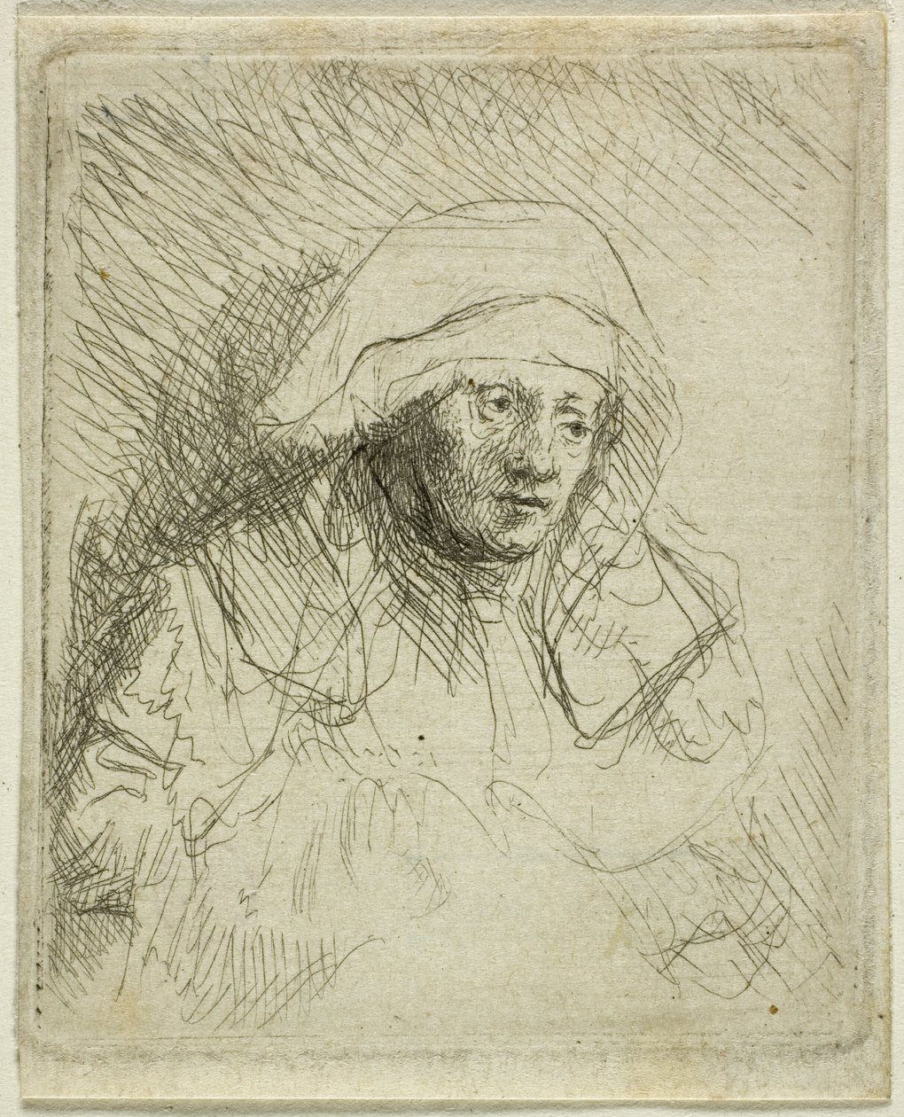 Kranke Frau mit großem weißem Kopfschmuck (Saskia) von Rembrandt van Rijn