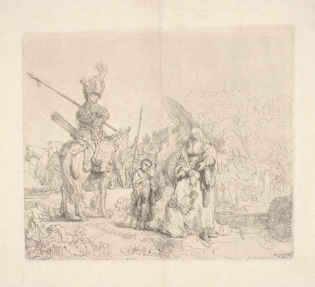 Der heilige Philipp der Diakon tauft den Hofbeamten der äthiopischen Königin Kandake (sogenannte Taufe des Eunuchen) von Rembrandt van Rijn