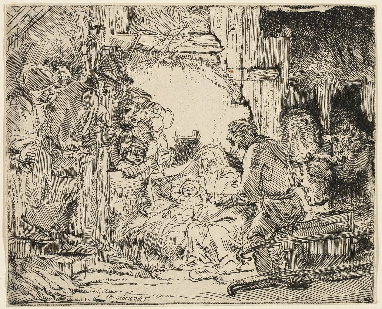 Die Anbetung der Hirten: Mit der Lampe von Rembrandt van Rijn