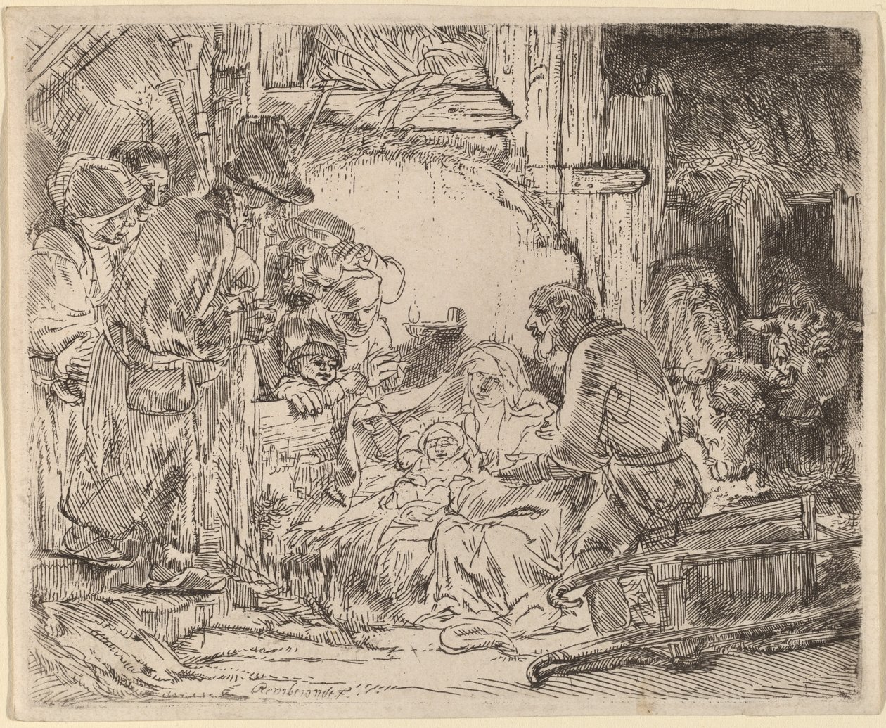 Die Anbetung der Hirten: mit der Lampe von Rembrandt van Rijn