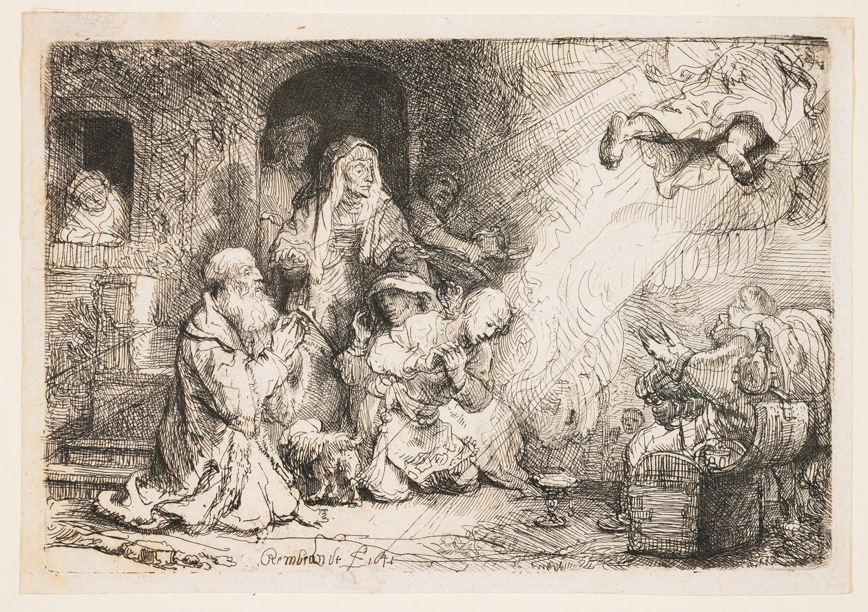 Der Engel verlässt die Familie des Tobias von Rembrandt van Rijn
