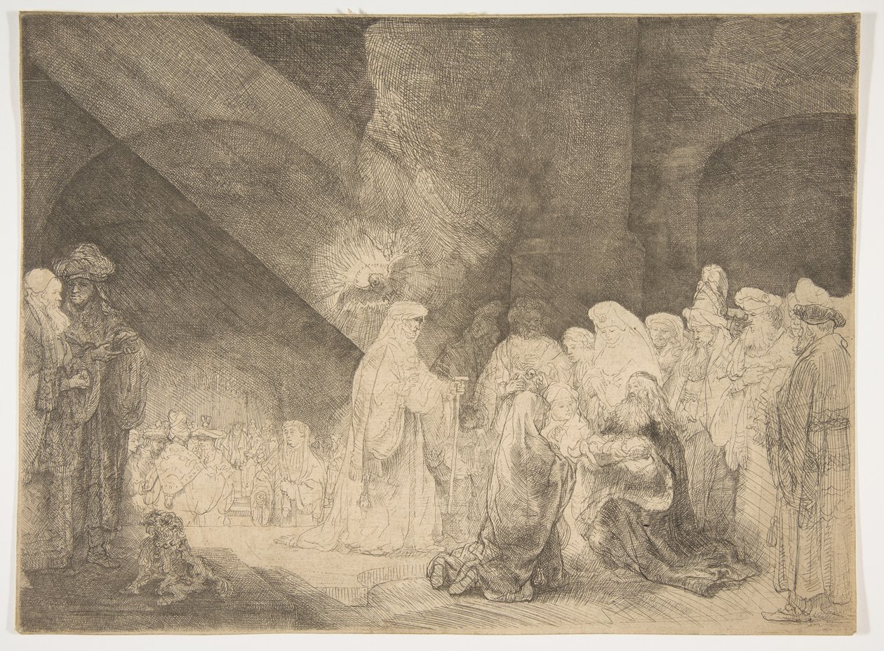 Die Darstellung im Tempel: Längliche Platte von Rembrandt van Rijn