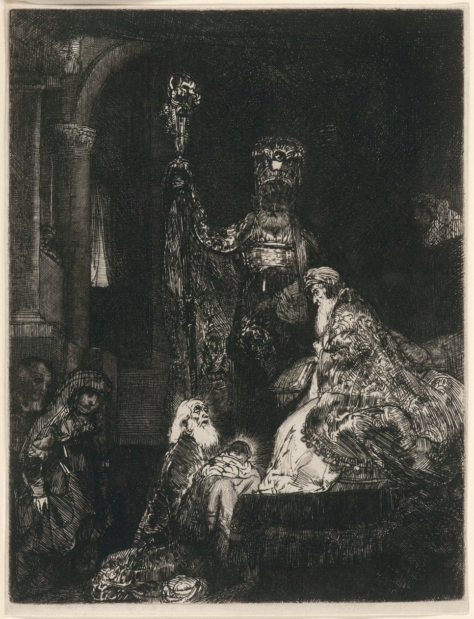 Die Darstellung im Tempel in der dunklen Manier von Rembrandt van Rijn