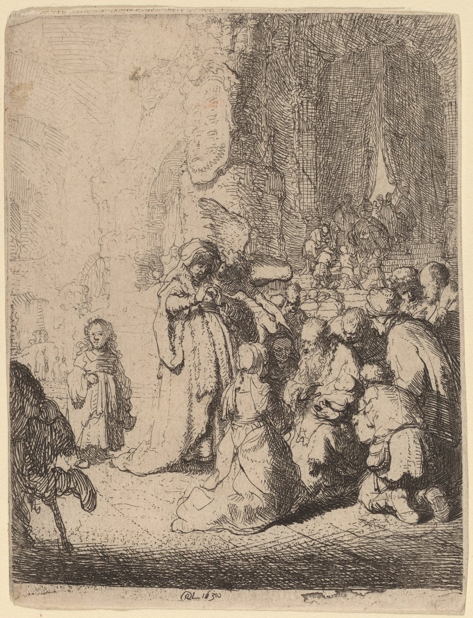Die Darstellung im Tempel mit dem Engel: Kleine Platte von Rembrandt van Rijn