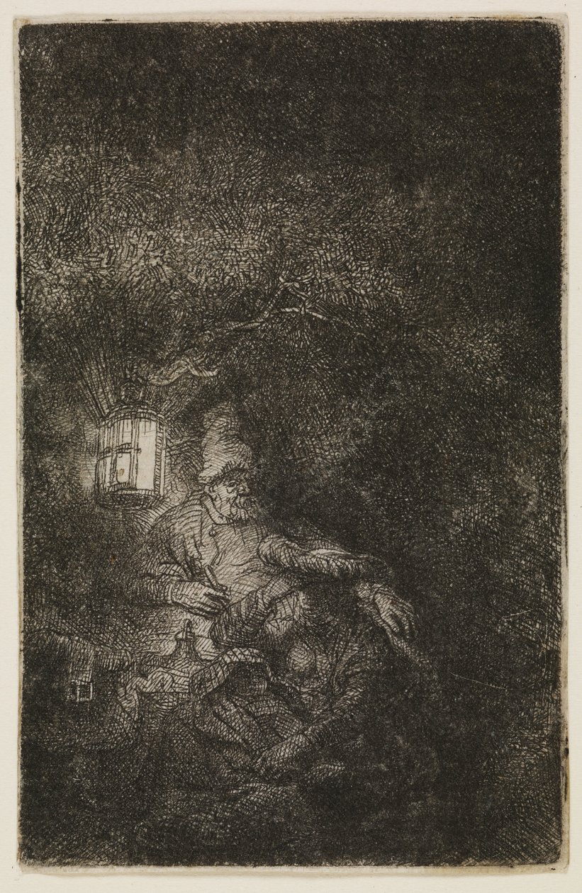 Die Rast auf der Flucht (ein Nachtstück) von Rembrandt van Rijn