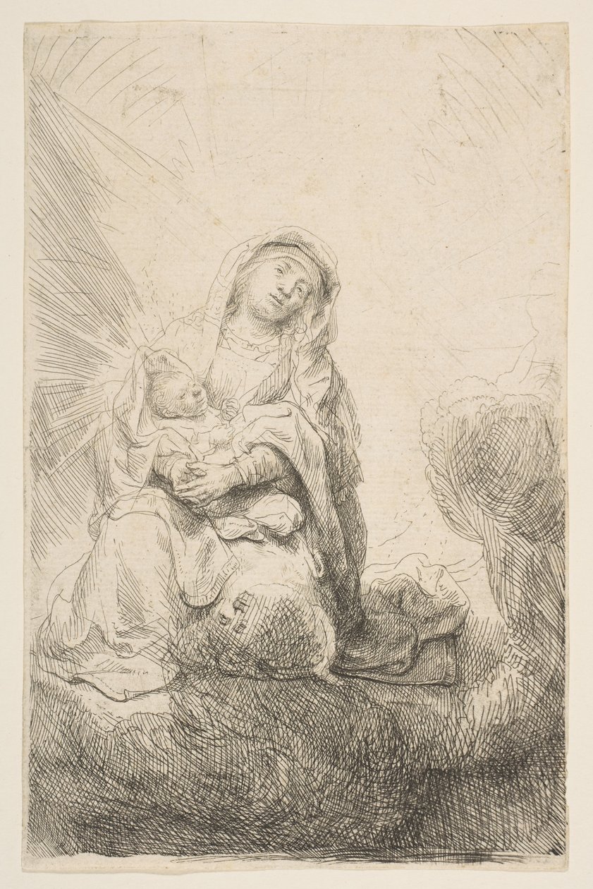 Die Jungfrau und das Kind in den Wolken von Rembrandt van Rijn