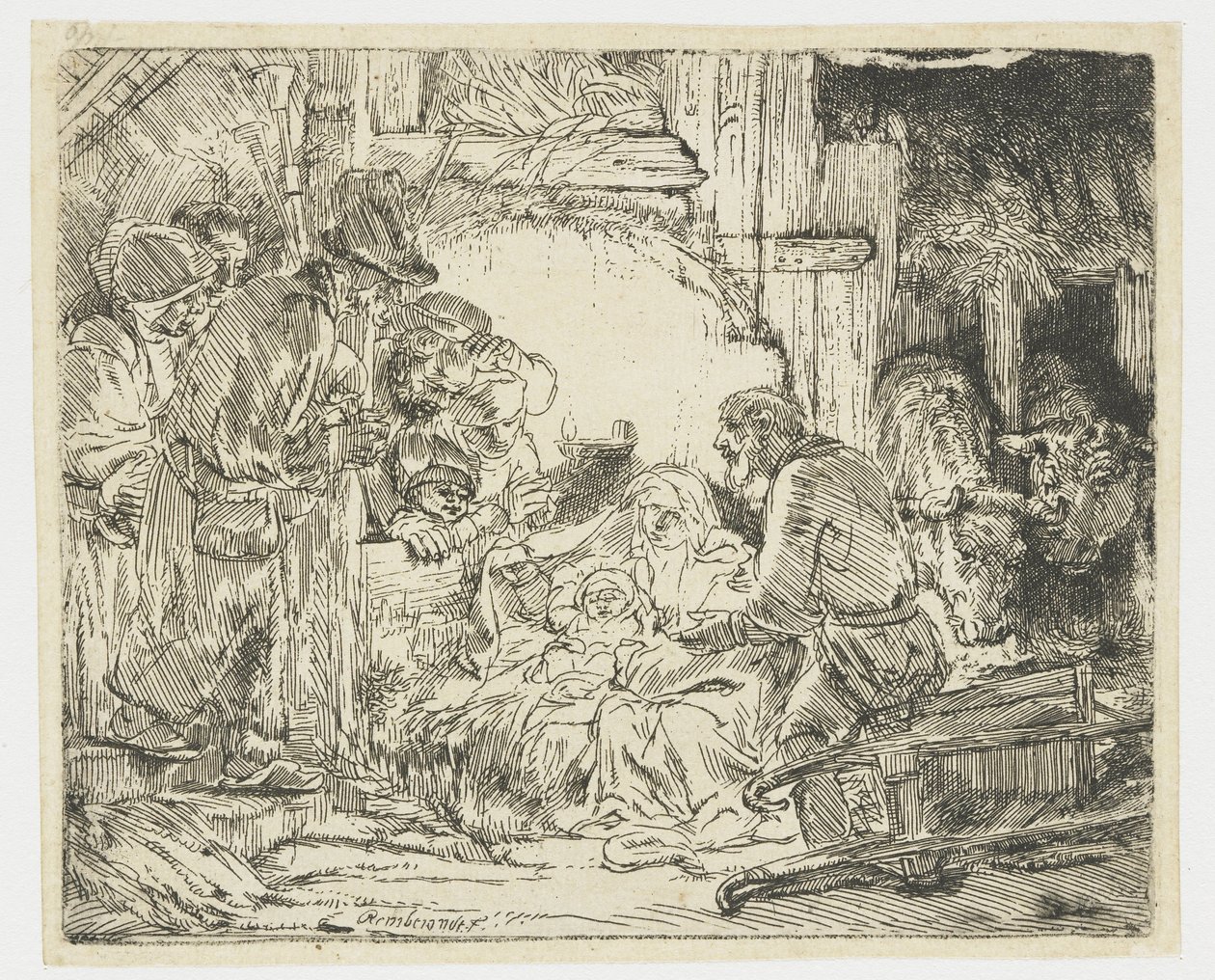 Die Anbetung der Hirten: mit der Lampe von Rembrandt van Rijn