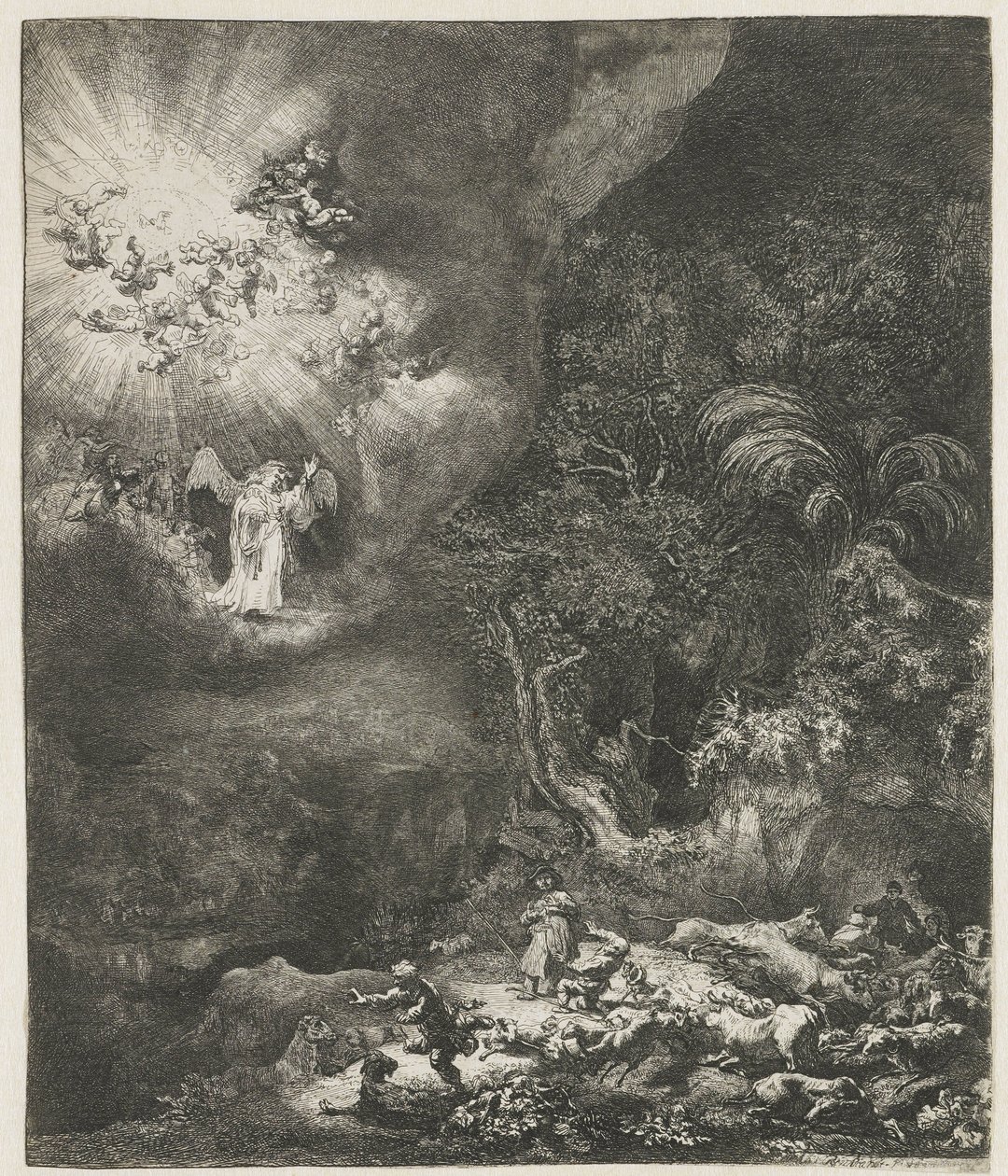 Der Engel erscheint den Hirten von Rembrandt van Rijn