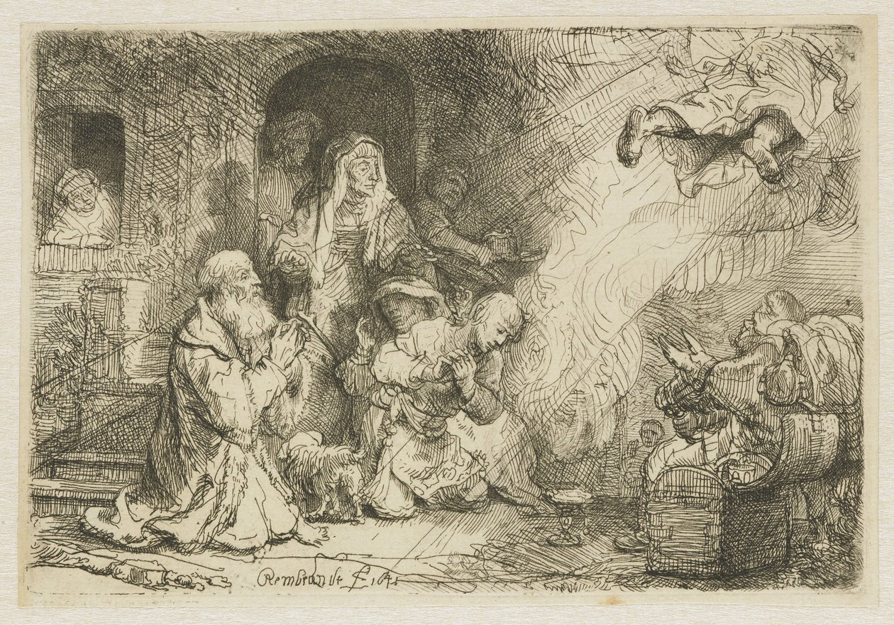 Der Engel verlässt die Familie von Tobias von Rembrandt van Rijn