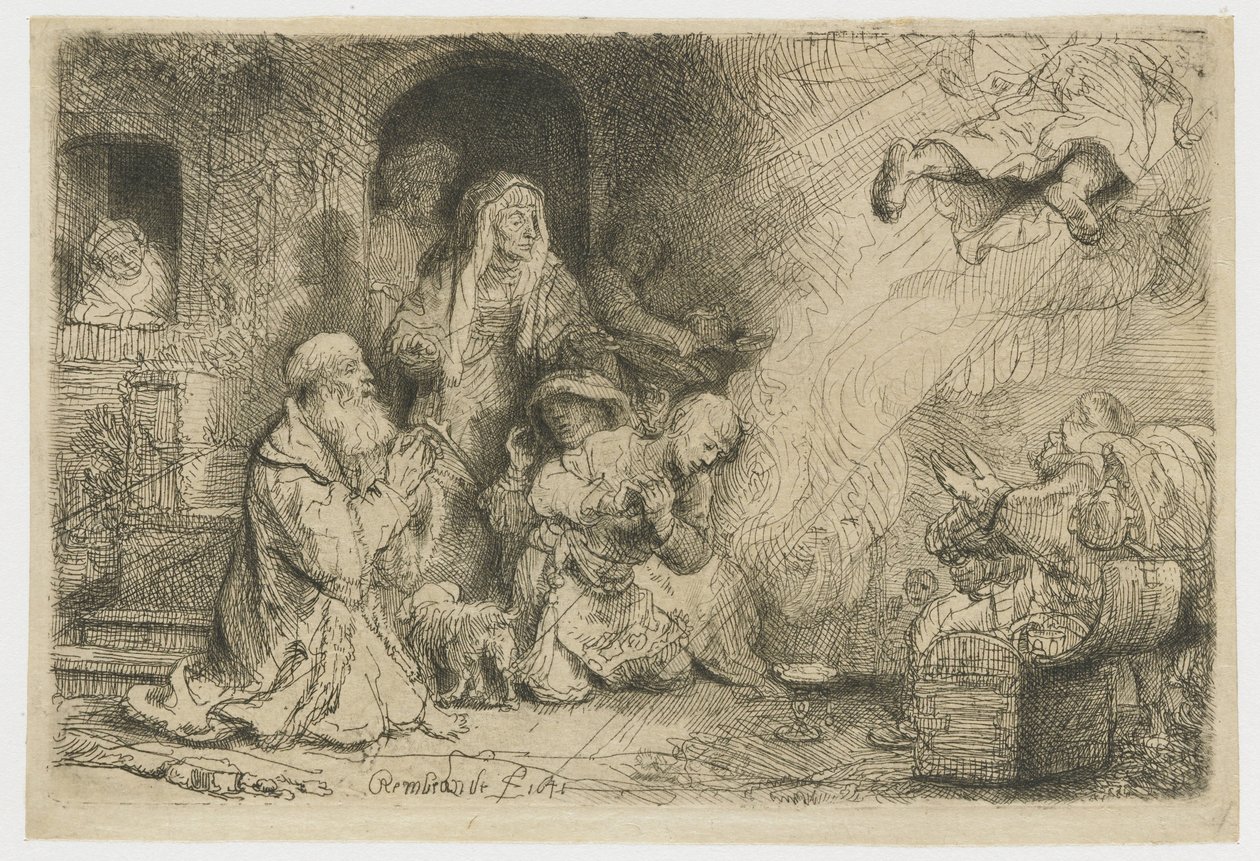 Der Engel verlässt die Familie des Tobias von Rembrandt van Rijn