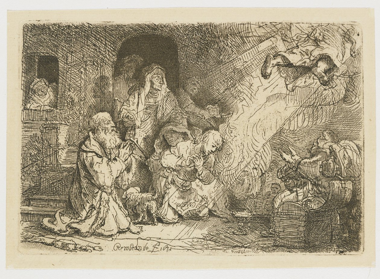 Der Engel verlässt die Familie des Tobias von Rembrandt van Rijn