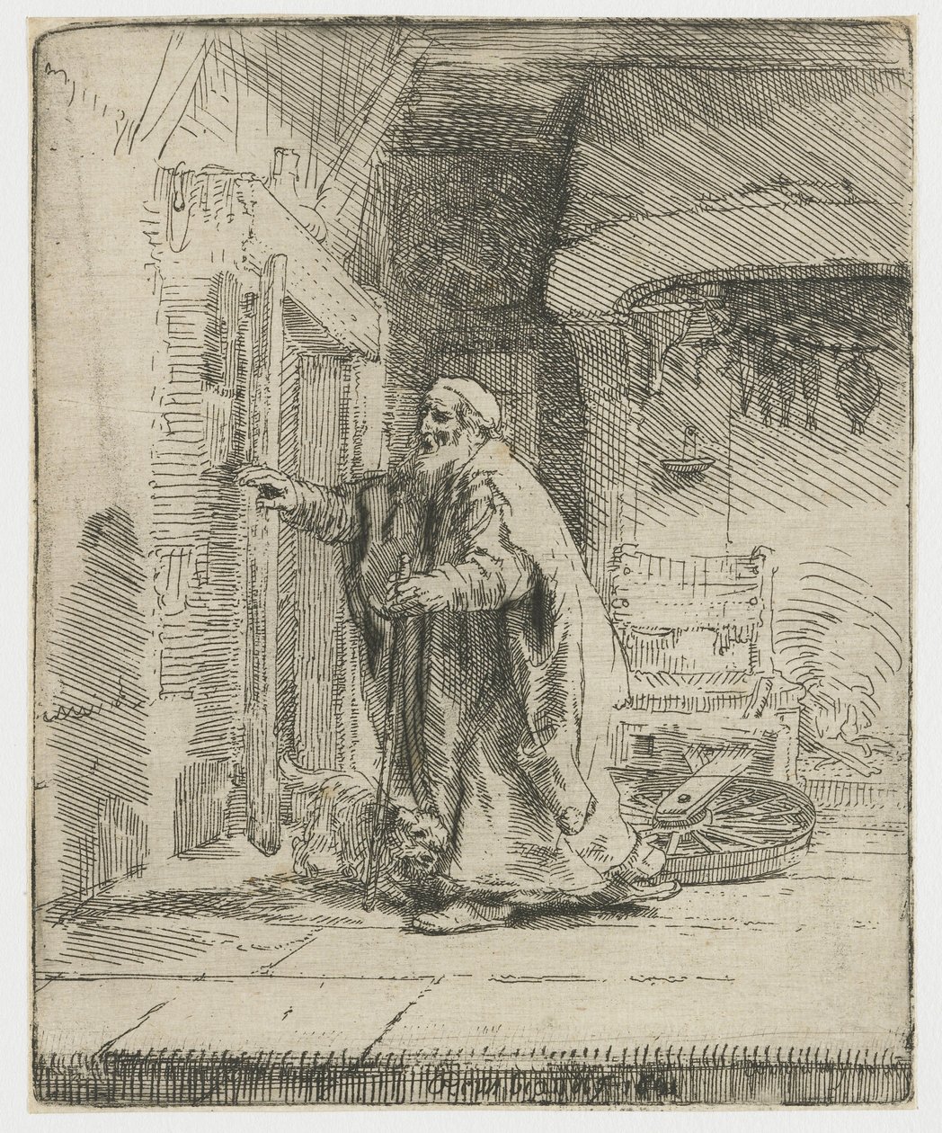 Die Blindheit von Tobit: die größere Platte von Rembrandt van Rijn