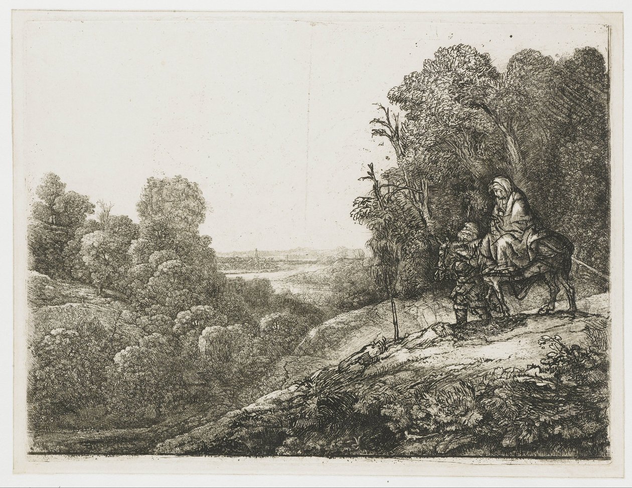 Die Flucht nach Ägypten: veränderte Platte von Seghers von Rembrandt van Rijn