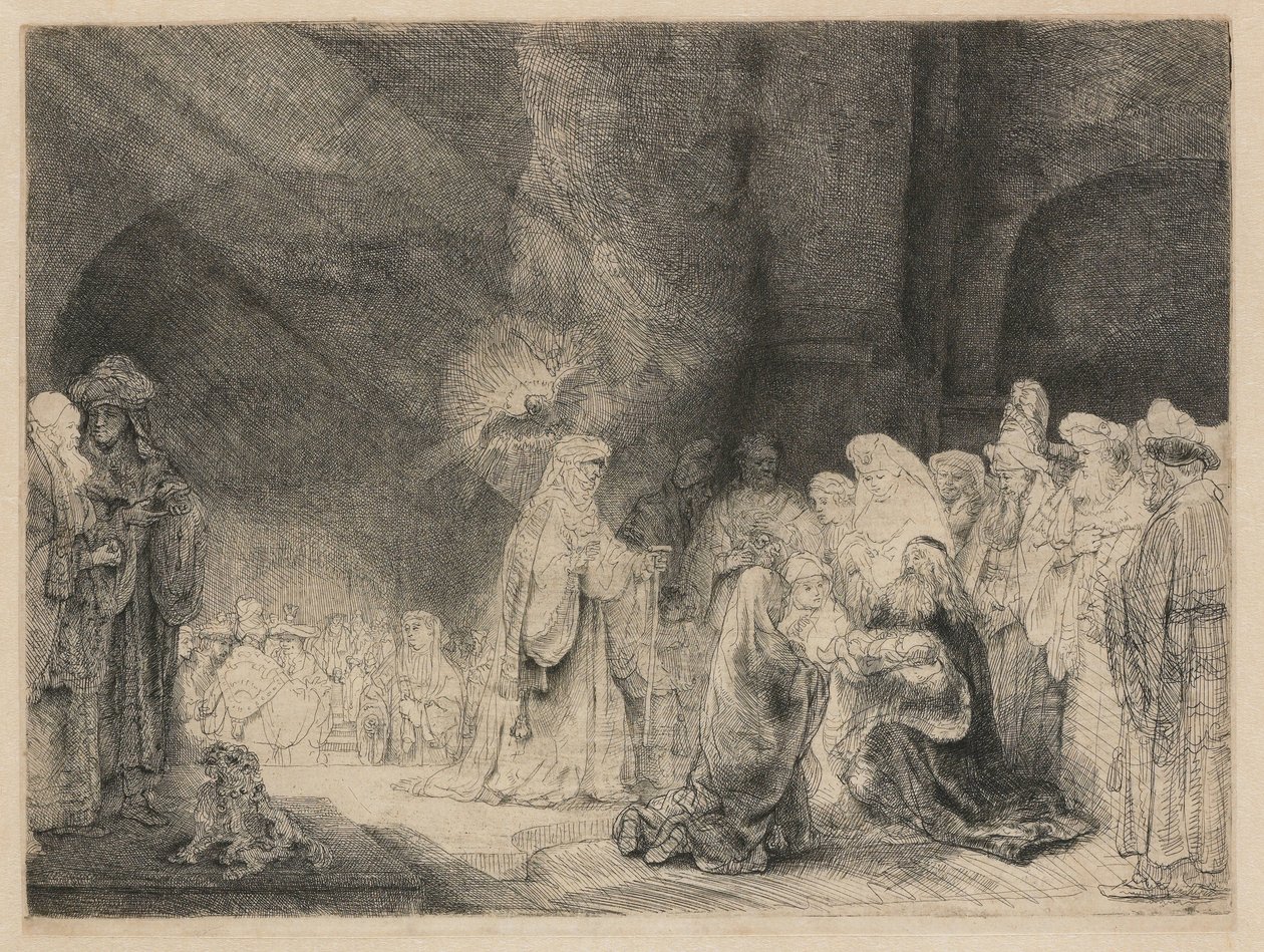 Darstellung im Tempel: länglicher Druck von Rembrandt van Rijn