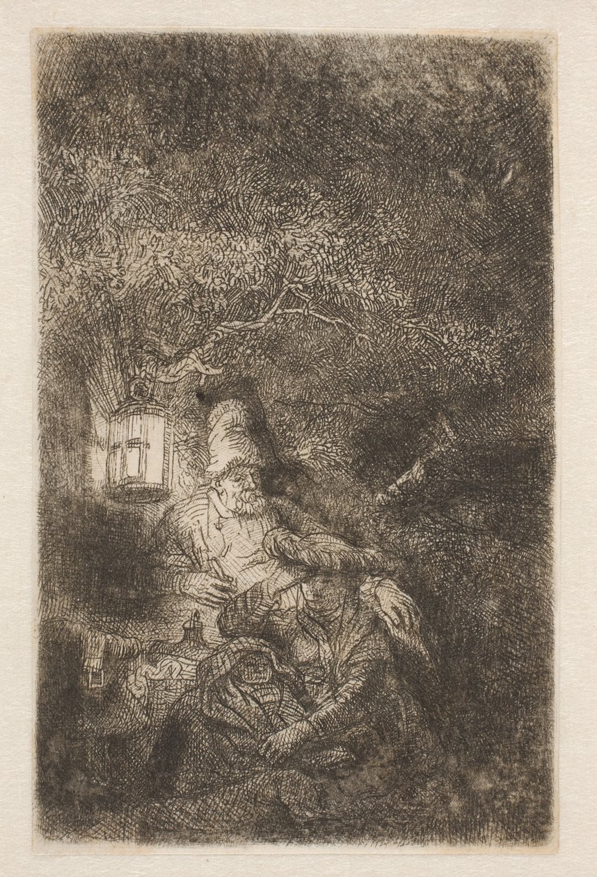 Die Rast auf der Flucht: ein Nachtstück von Rembrandt van Rijn