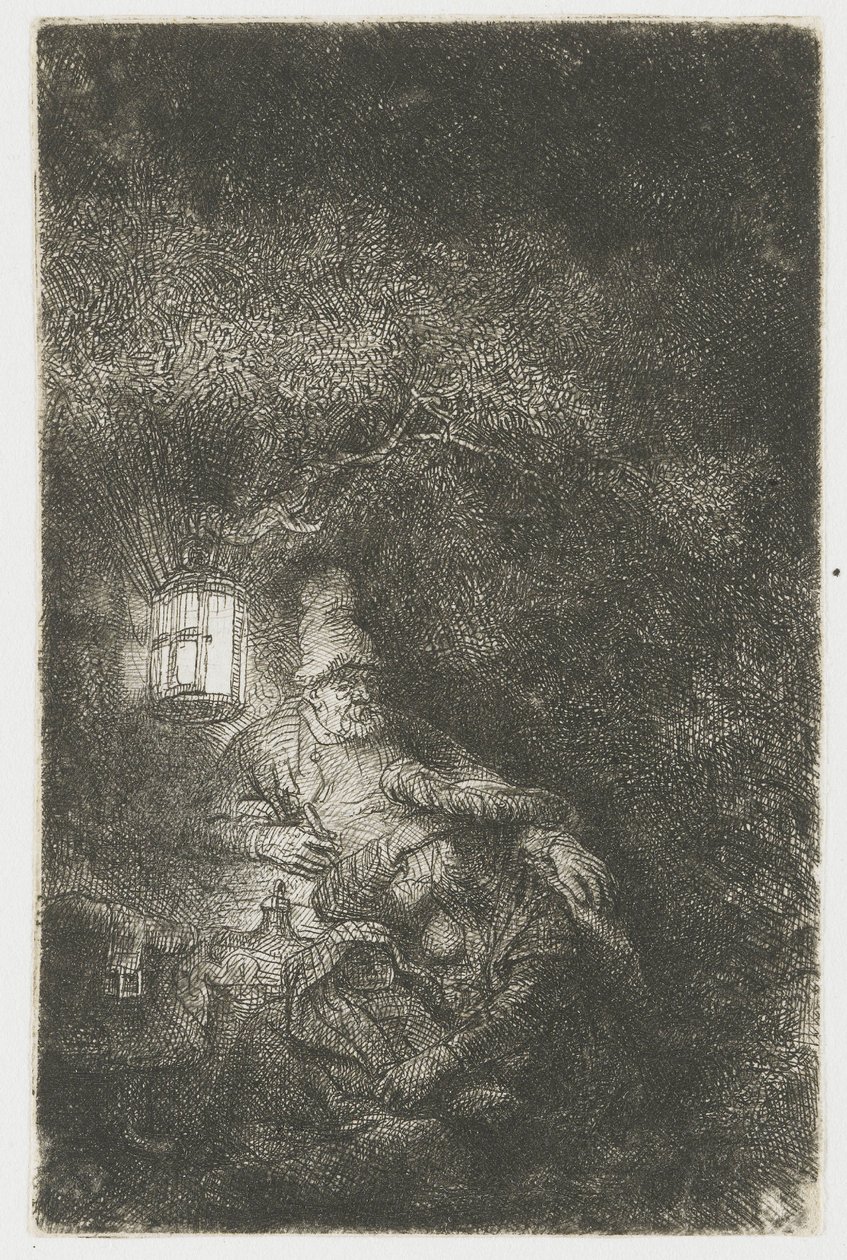 Die Rast auf der Flucht nach Ägypten: ein Nachtstück von Rembrandt van Rijn