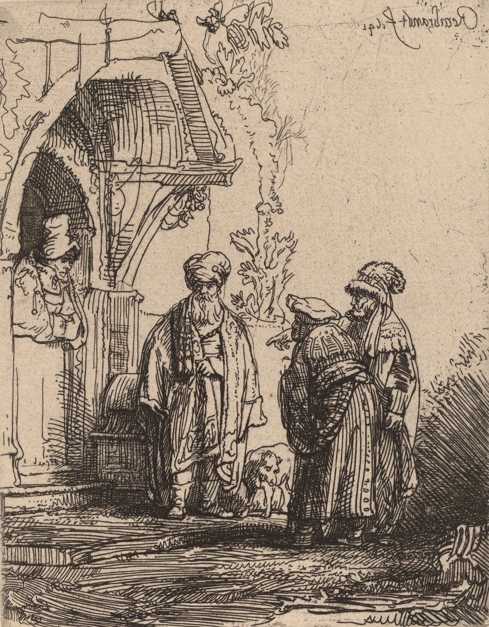 Drei orientalische Figuren Jakob und Laban, 1641 von Rembrandt van Rijn