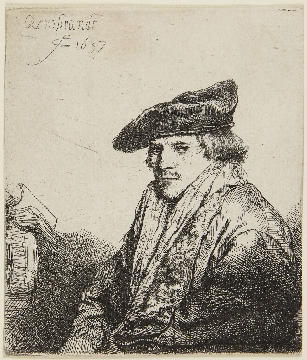 Junger Mann mit Mütze von Rembrandt van Rijn