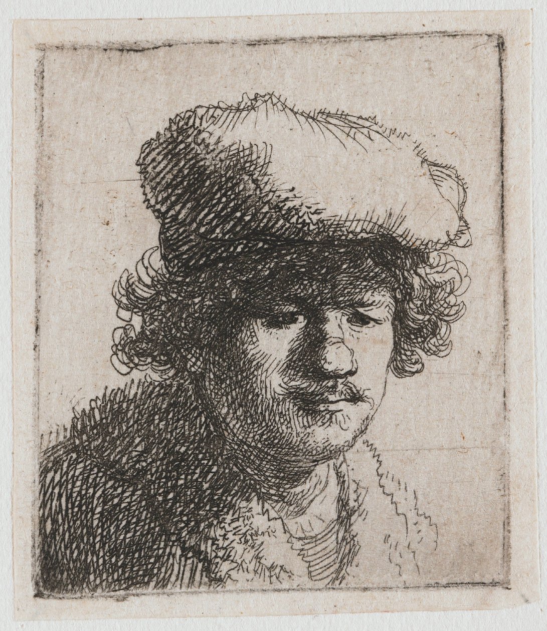 Selbstporträt mit nach vorne gezogenem Barett von Rembrandt van Rijn
