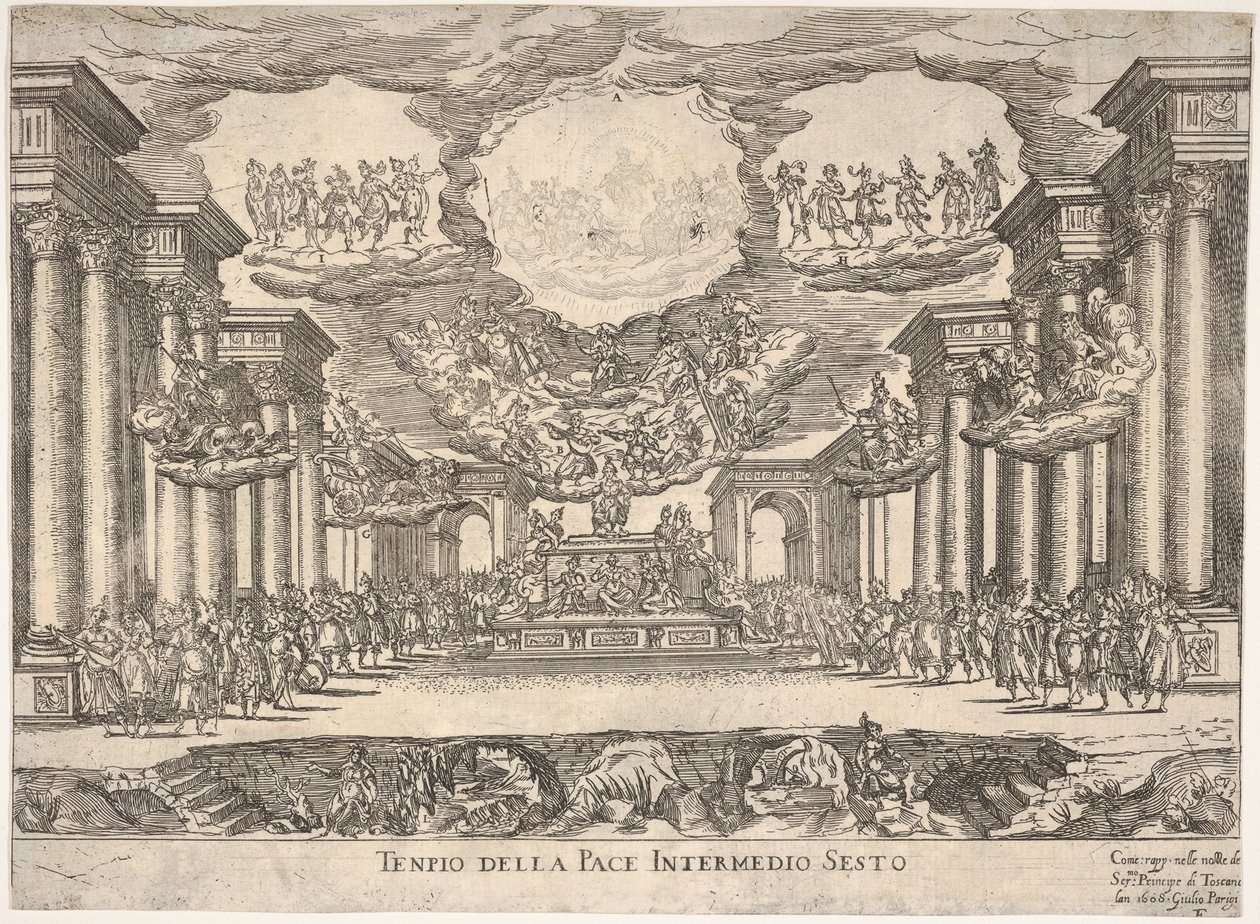 Sechstes Intermezzo: Tempel des Friedens, aus der Serie S..., 1608 von Remigio Cantagallina