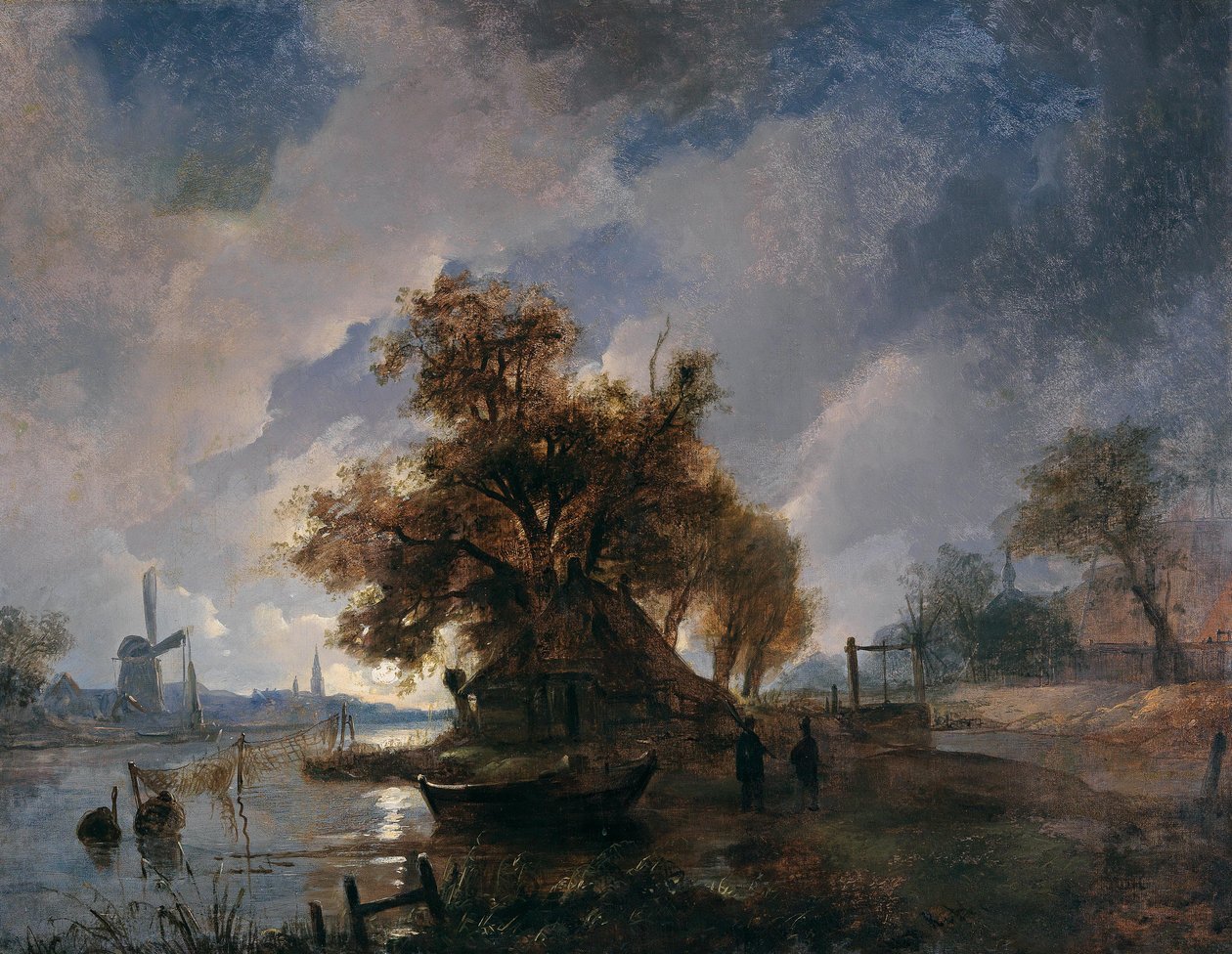 Holländische Flusslandschaft im Mondschein von Remigius Adrianus Haanen