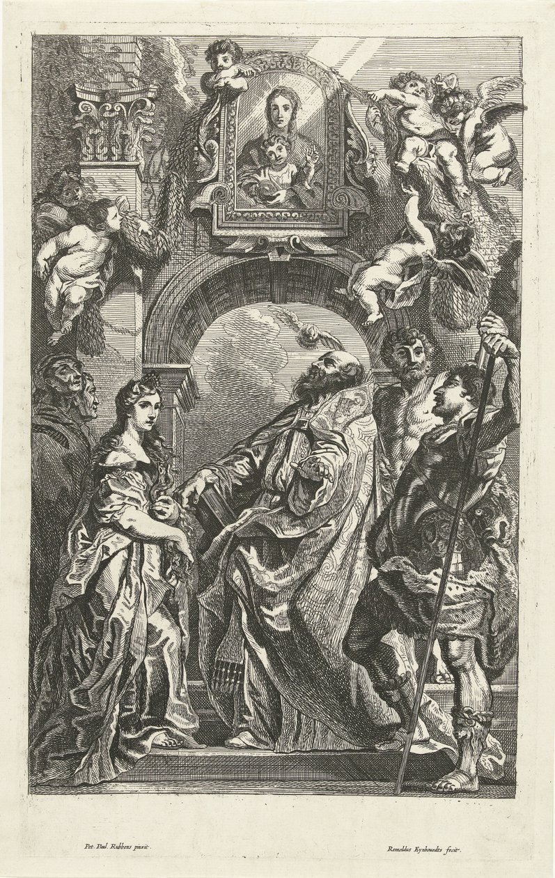 Heilige unter einem Bild von Santa Maria in Vallicella von Remoldus Eynhoudts