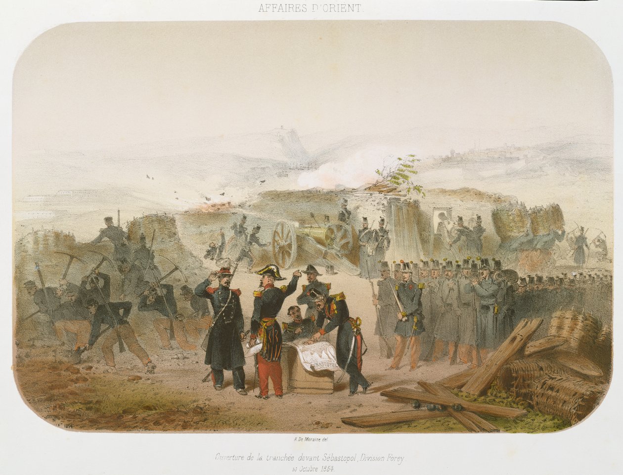 Bau eines Grabens vor Sebastopol, 10. Oktober 1854, 1854 von Rene Demoraine