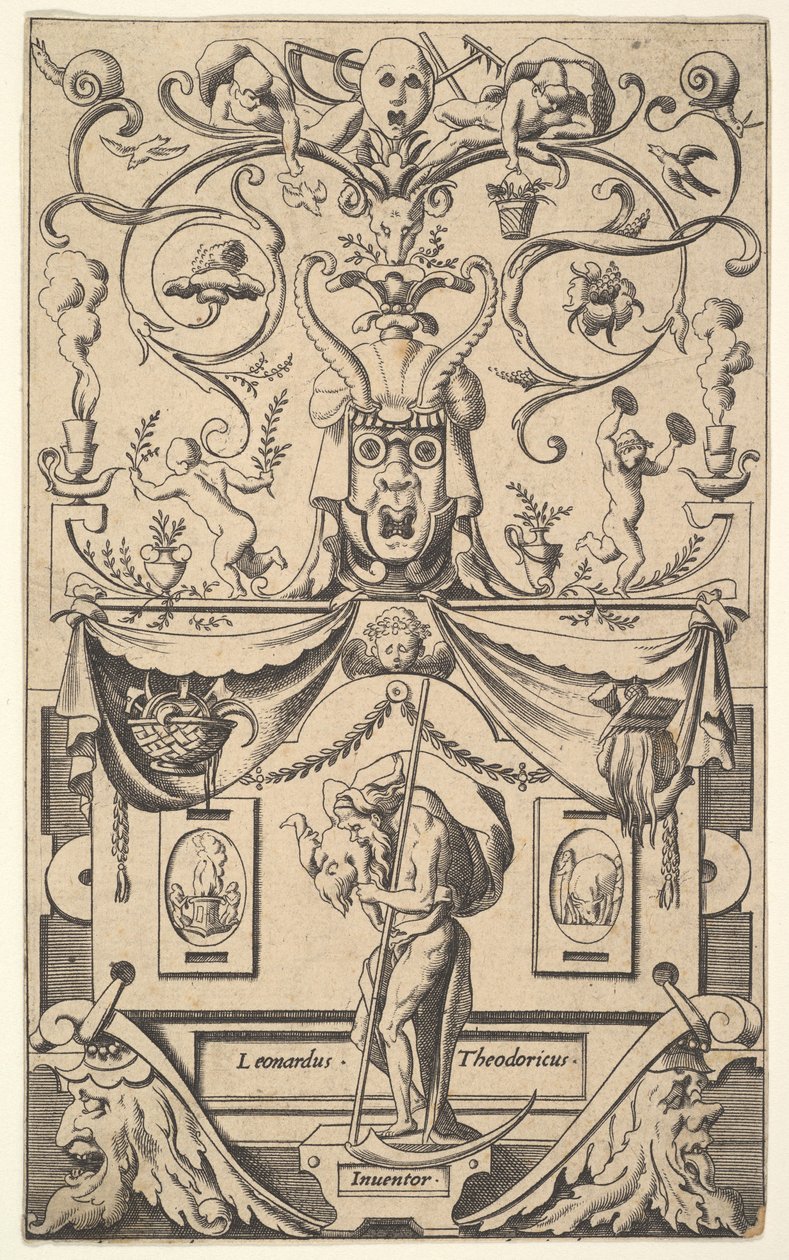 Tafel mit Figur des Saturn, Tafel 1, ca. 1550-65 von Rene Boyvin