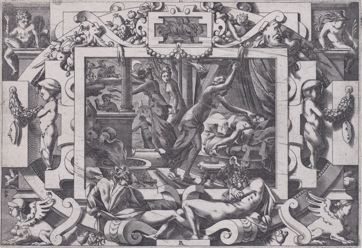 Pelias, von seinen Töchtern getötet von Rene Boyvin