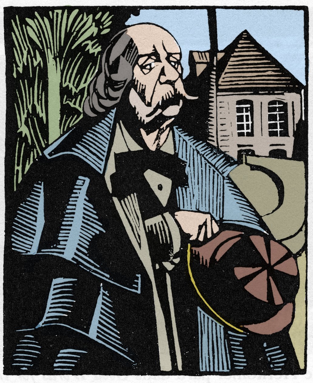 Porträt von Gustave Flaubert (1821-1880). Holzstich von Hermann-Paul (Hermann Paul) (1874-1940) für Louis Bertrands Buch 
