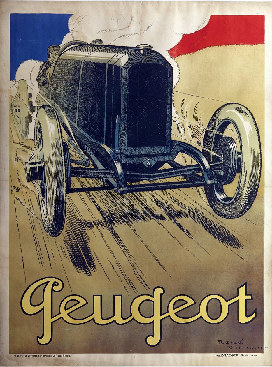 Peugeot von Rene Vincent: Hochwertigste Kunstreproduktion