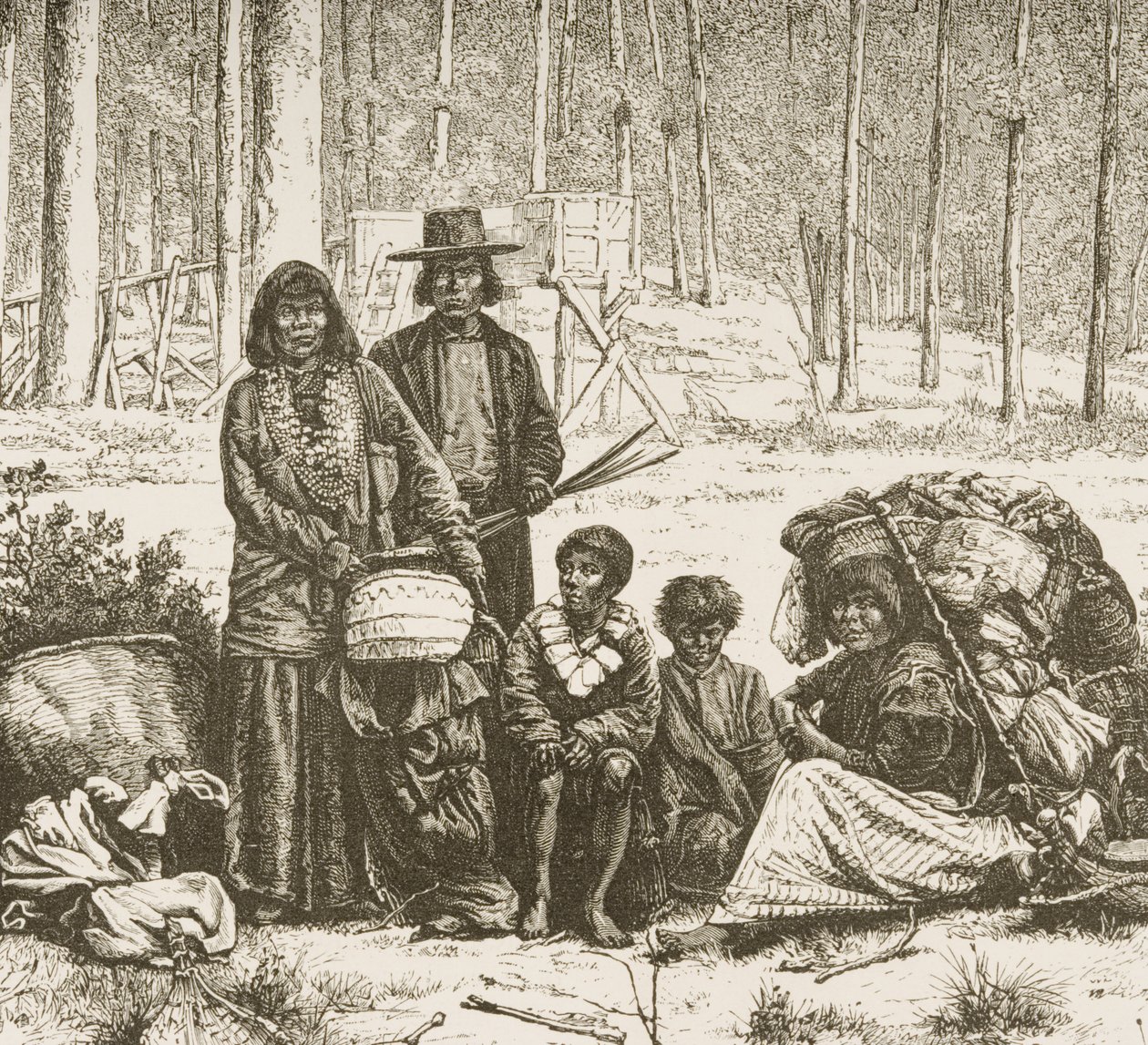 Indianerfamilie westlich der Rocky Mountains, um 1880