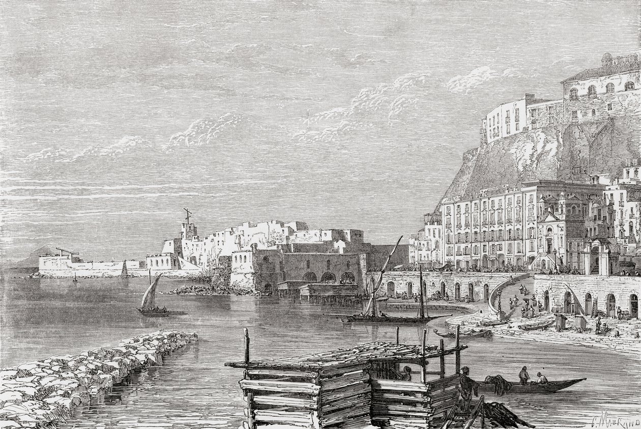 Der Kai von Santa Lucia, Neapel, Italien im späten 19. Jahrhundert. Aus Italienische Bilder von Rev. Samuel Manning, veröffentlicht um 1890. von Reverend Samuel Manning