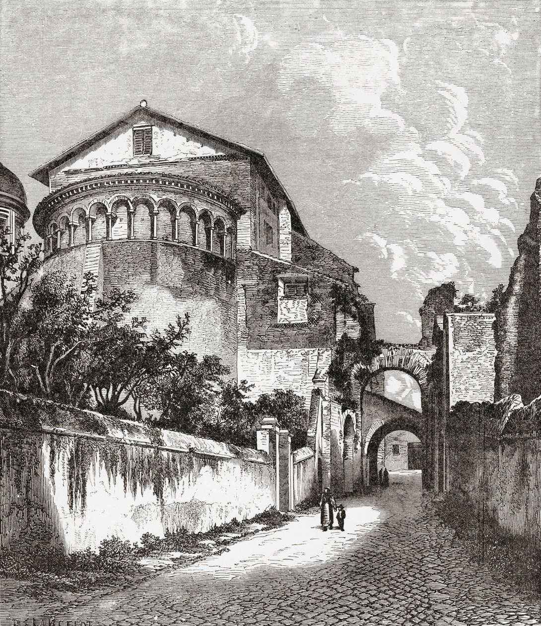Die Kirche Santi Giovanni e Paolo, Celian Hill, Rom, Italien im späten 19. Jahrhundert. Aus Italienische Bilder von Rev. Samuel Manning, veröffentlicht ca. 1890. von Reverend Samuel Manning