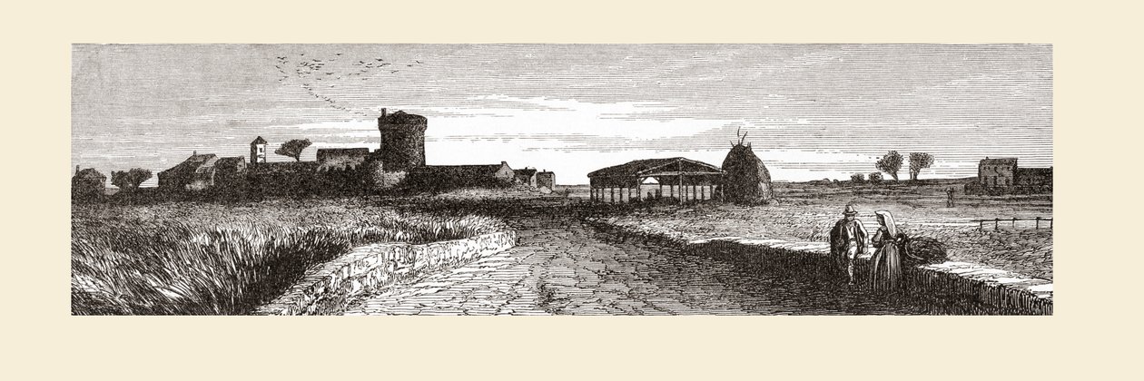Die Landschaft bei Ostia, Rom, Italien im späten 19. Jahrhundert. Aus Italienische Bilder von Rev. Samuel Manning, veröffentlicht um 1890. von Reverend Samuel Manning