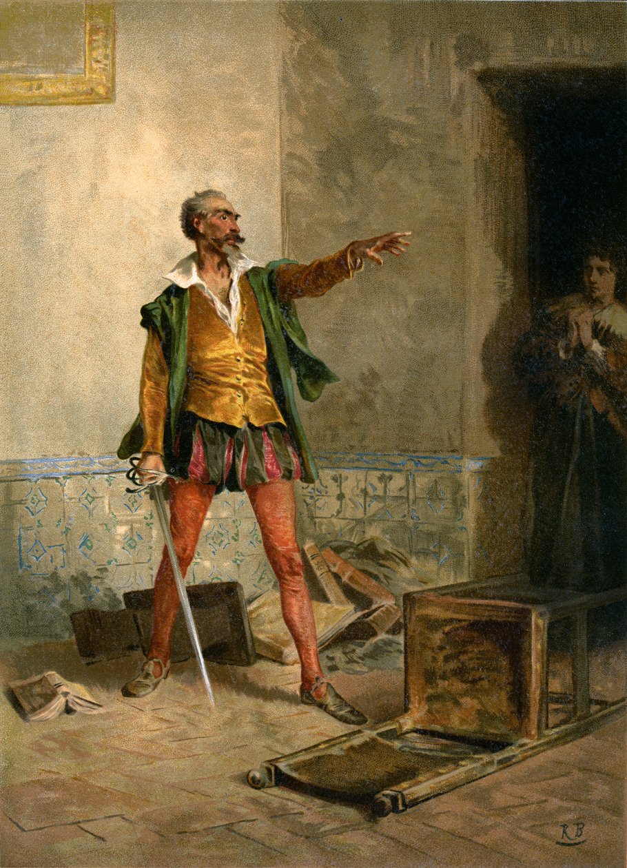 Don Quijote in seiner Bibliothek mit seiner Nichte von Ricardo Balaca