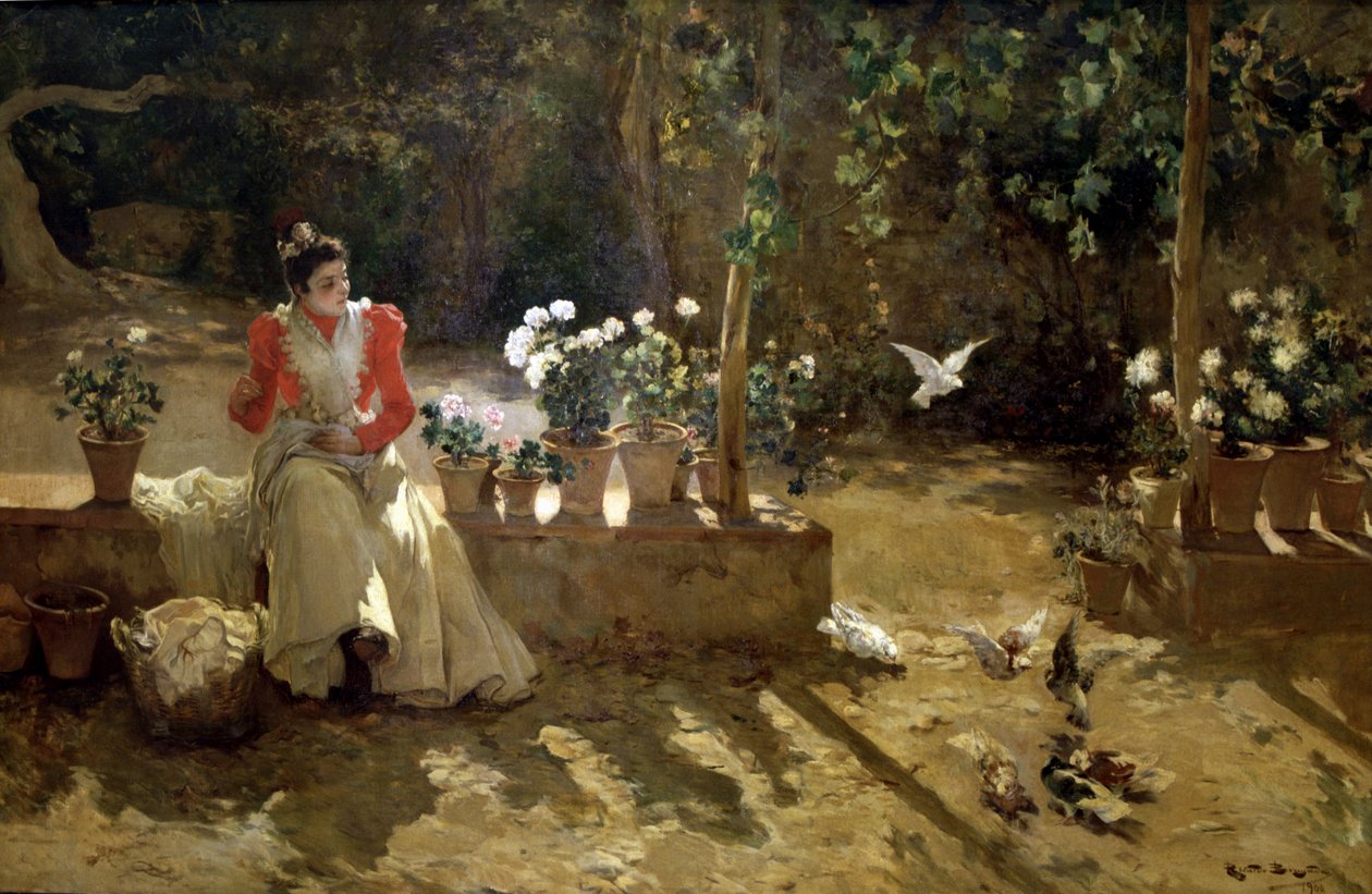 Mädchen mit Tauben von Ricardo Brugada y Panizo