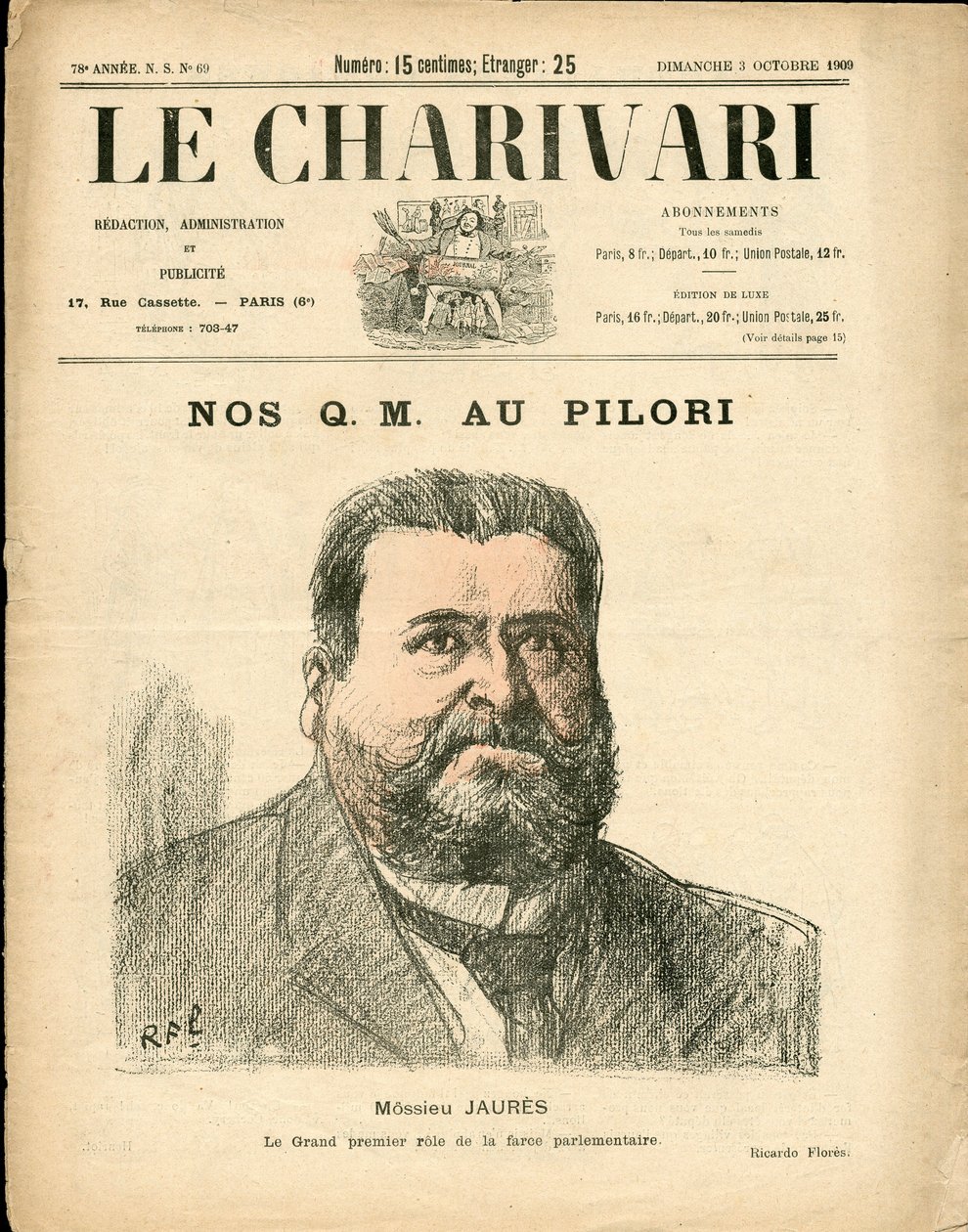 Titelblatt von „The Charivari“, Satirisch in Farben von Ricardo Flores