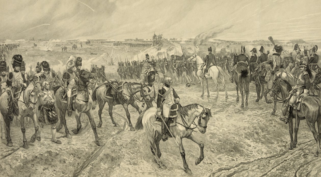 Napoleon I. mit seiner Alten Garde in Waterloo, graviert von Jules Jacquet (1841-1913) von Richard Caton Woodville