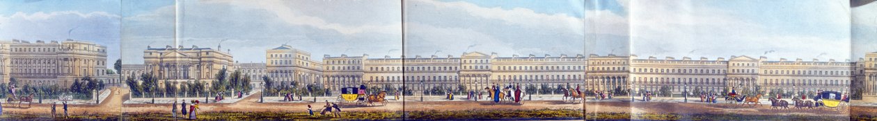 Cumberland Villas und Chester Terrace, Detail aus Ein Panoramablick um den Regents Park, veröffentlicht von Ackermann, 1831 von Richard Morris