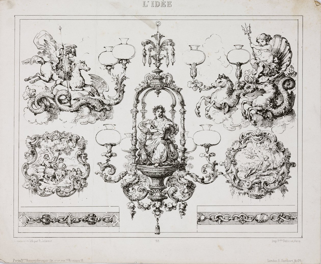 Gas- oder Ölkronleuchter, Paris, Frankreich, ca. 1860 von John Pardon