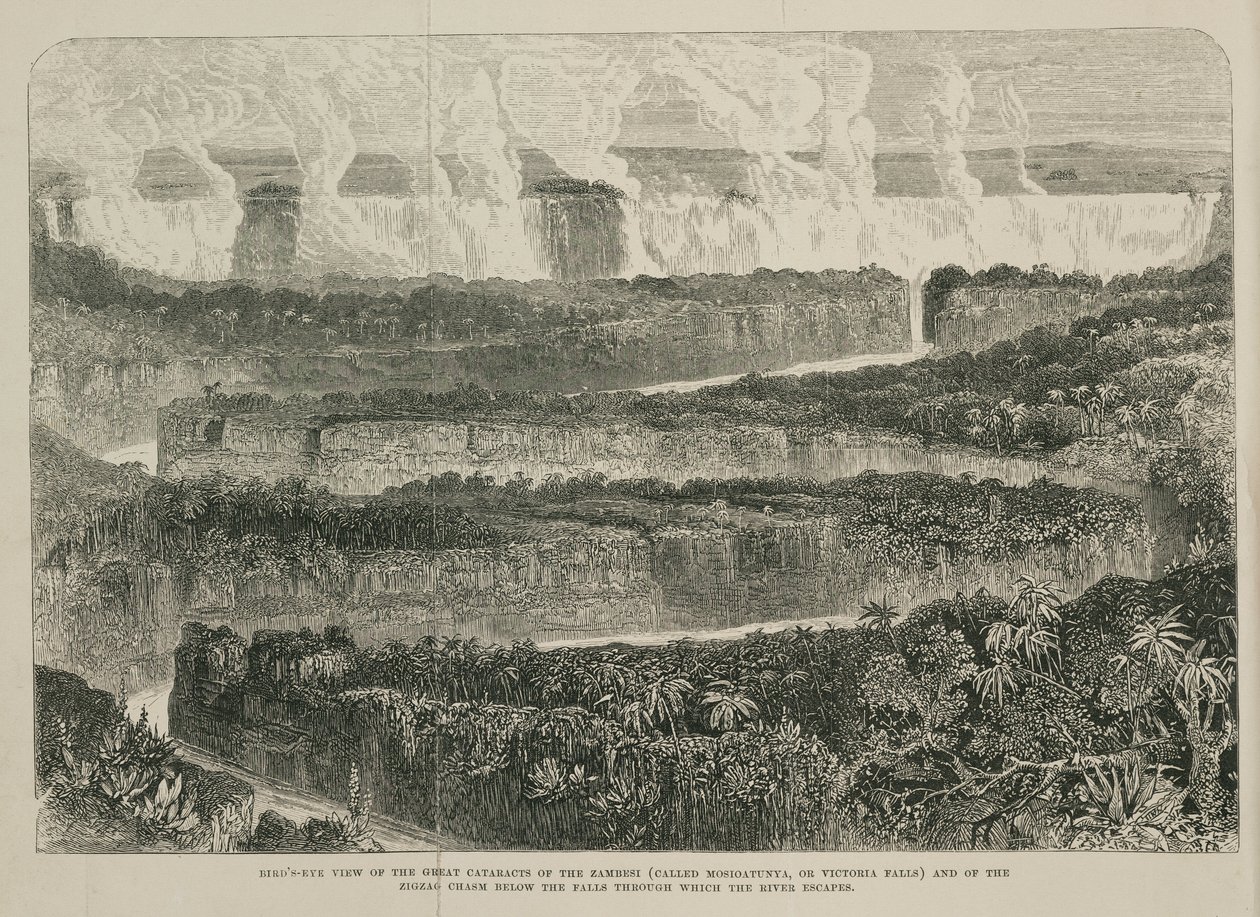 Victoriafälle, Afrika, um 1855 von John Pardon