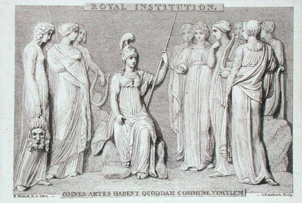 Karte der Royal Institution, graviert von A. Rannbach, aus Michael Faradays Sammelalbum von Richard (after) Westall