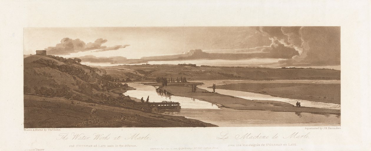 Die Wasserwerke in Marli und St. Germain en Laye in der Ferne 1803; Platte 15 aus Ansichten in Paris, das Emanuel-Volumen Nachzeichnung der Platte B1981.25.2624 von Richard Banks Harraden